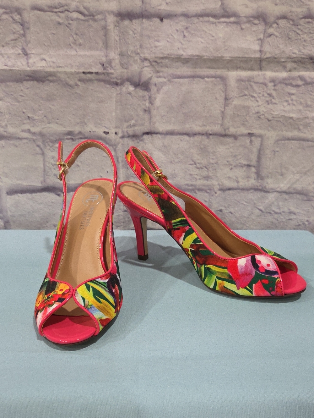 Mootsies Tootsies Tropical Floral Slingback Heels in Pink